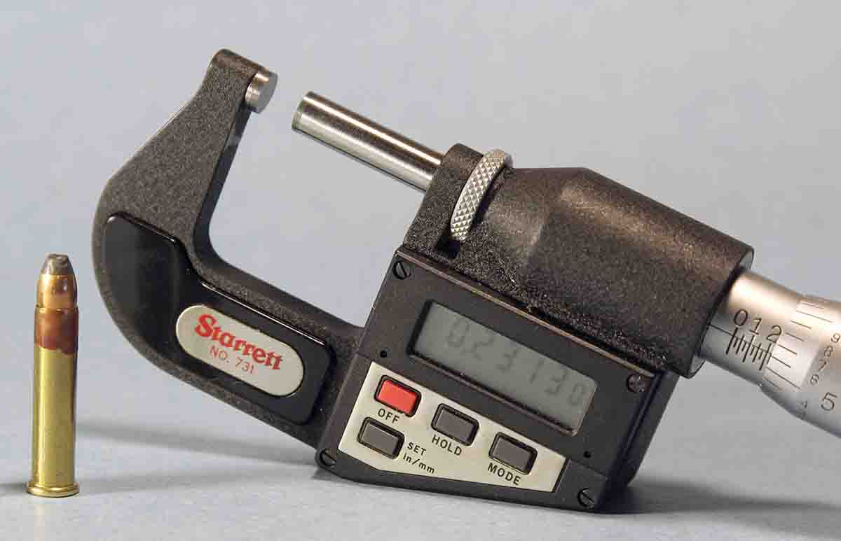 The bullet and case diameters were measured with a Starrett micrometer that ultimately revealed the tight chamber in the Ruger.